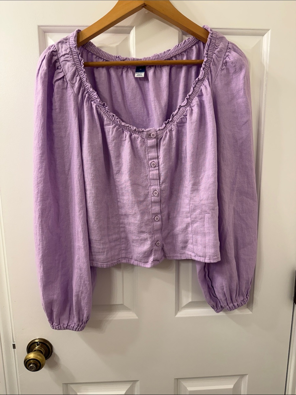 Old Navy Lavender Button-Front Peasant Blouse